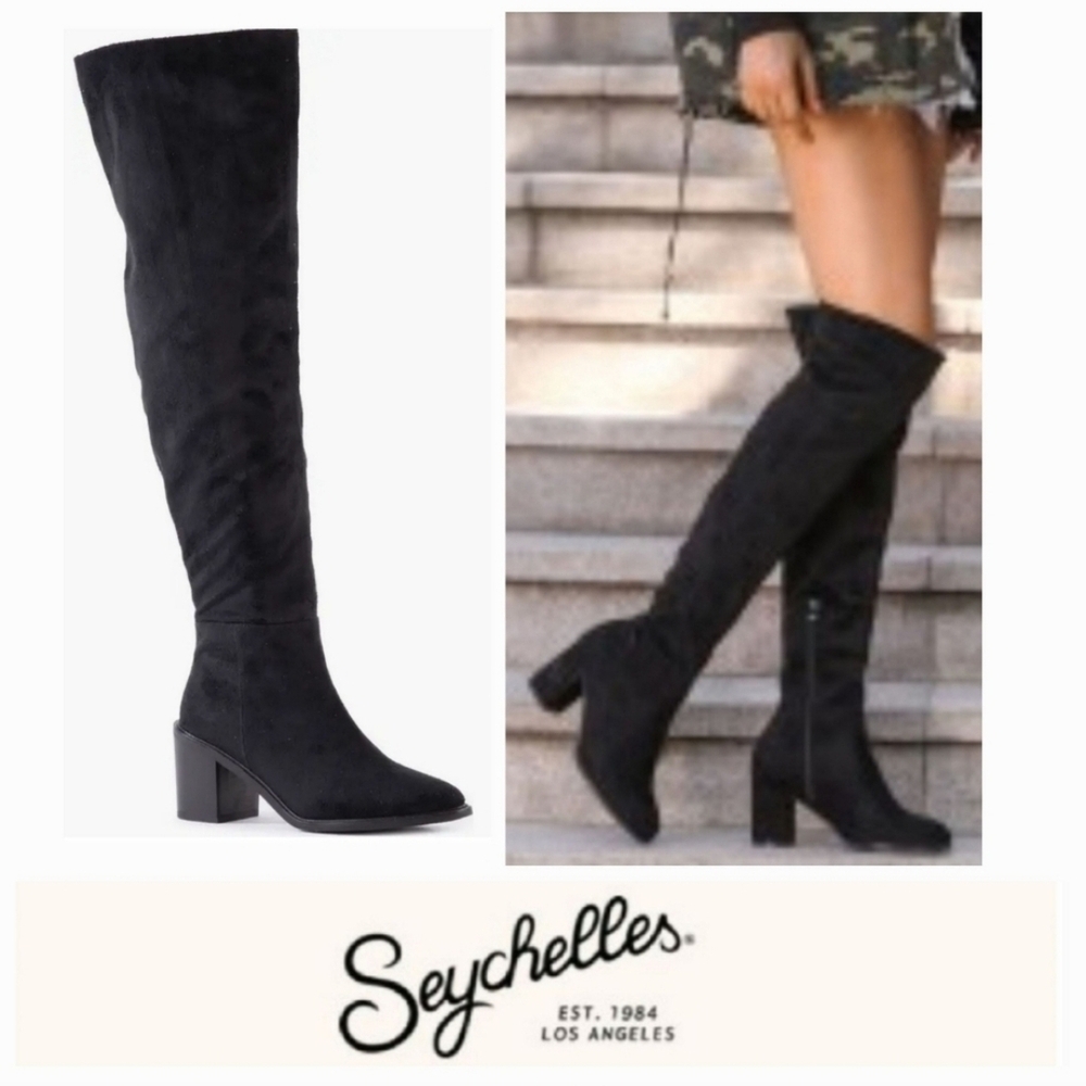 Sexy Chic Seychelles Black Microsuede OTK Boots